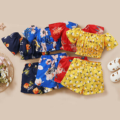 Set di abiti a manica corta per bambina e bambina con Top estivo e stampa floreale 2 pezzi