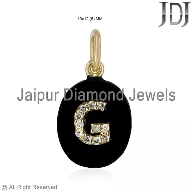 18k Solid Yellow Gold Natural Diamond Personalized Initial Letter Charm Pendant