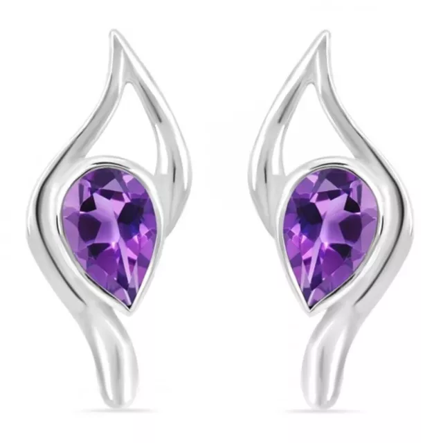 echter Amethyst Ohrstecker 925 Silber mit Edelsteine Damen Ohrringe