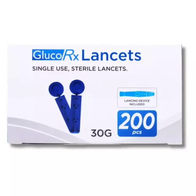 GlucoRx Sterile Lancets Pack - 200 | 30g for Blood Glucose Testing 2