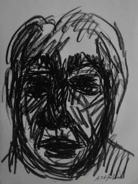 Alain Capitaneo (XXe) (83) - pierre noire - portrait