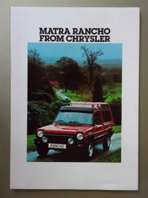 MATRA RANCHO From CHRYSLER orig 1978 UK Mkt Sales Brochure