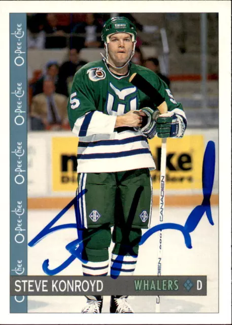 Steve Konroyd Signed Autographed 92/93 OPC O-Pee-Chee card Hartford Whalers