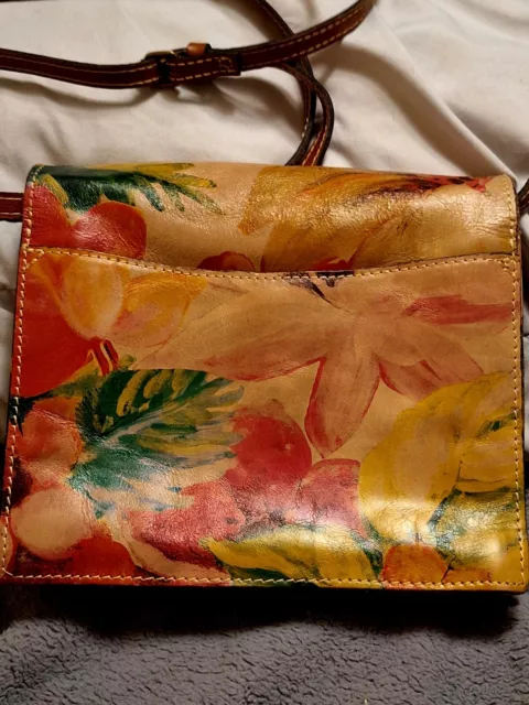 Patricia Nash Van Sannio Tri-Fold  Leather Floral Crossbody Shoulder Bag