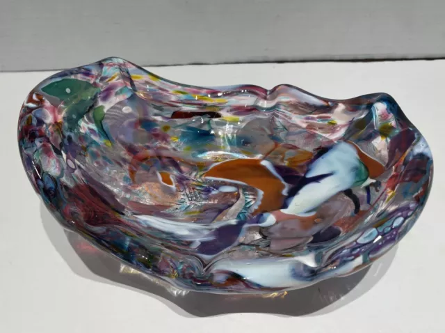 Beautiful Murano style blown glass dish Multicolor