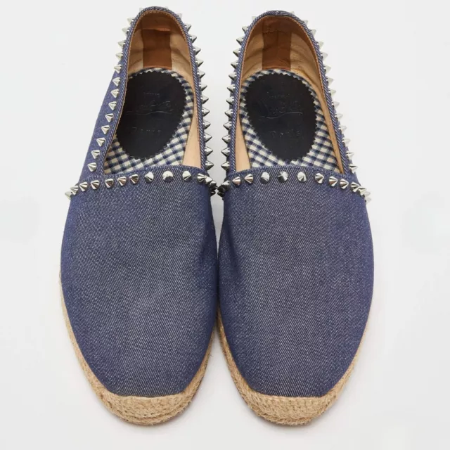 Christian Louboutin Blue Denim Spike Trim Espadrille