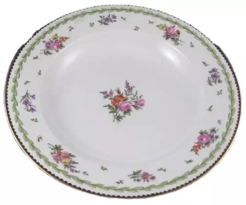 Antique 19thC Sevres French Floral Porcelain Plate Porzellan Teller Blumen 1890s