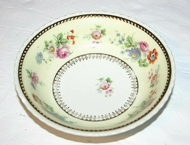 Koenigszelt Silesia Germany scalloped bowls set of 5 flower gold trim dish 5" 3