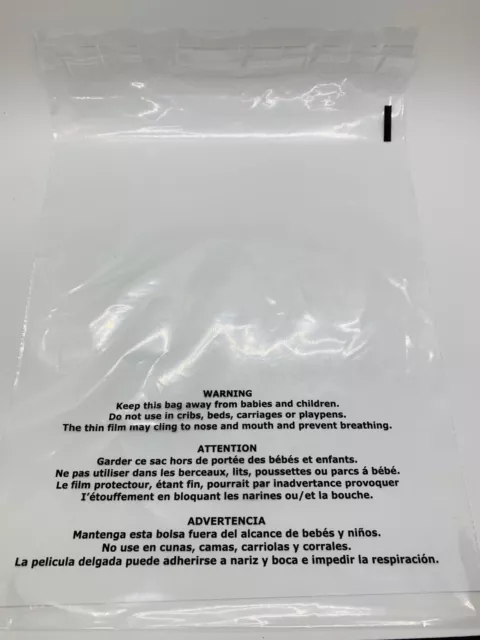 100 10x13 Premium Suffocation Warning Clear Plastic Self Seal Poly Bags 1.5 Mil