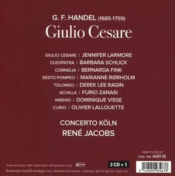 Georg Friedrich Händel (1685-1759): Giulio Cesare in Egitto - harmonia mundi  - 2