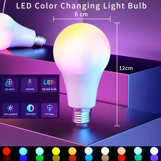 RGB Color Changing Light Bulb with Remote Control, RGBW LED Light Bulb A19 E27 W