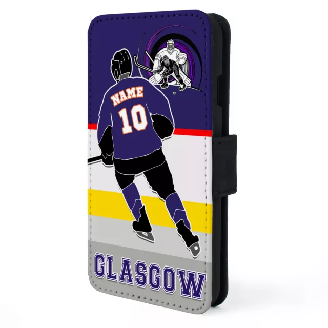 Glasgow Ice Hockey iPhone Case Personalised Flip Phone Cover Mens Dad Gift