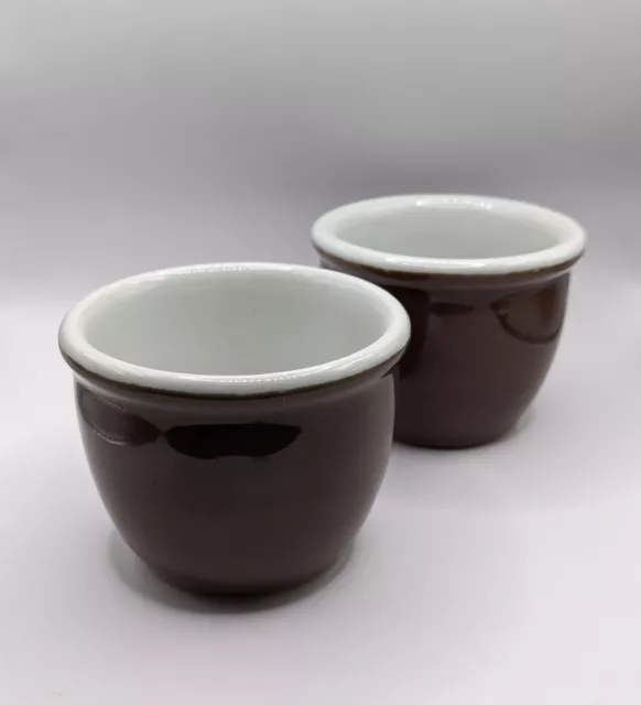 VINTAGE HALL POTTERY Brown Ramekins Custard /Pudding /Egg Cups Set of 2
