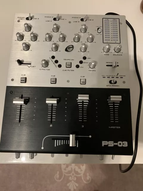 Dj Mixer - Gemini  PS-03  -  3-Kanal-Stereo Filtereffekt-Mixer - 6 Line-Eingänge