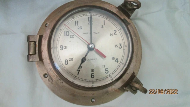 HH. Brass Ships Porthole Wall Clock Maritime ship's Nautical Beach House Decor