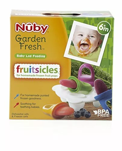 New Nuby Garden Fresh Fruitsicles Frozen Purees Moulds 4 Moulds Uk 2