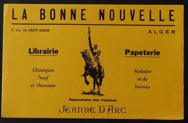 Buvard Bookshop THE GOOD NEWS Joan of Arc yellow Algiers Algeria blot 2