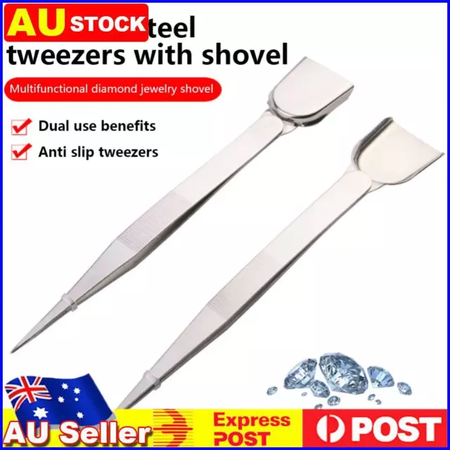 Stainless Steel Diamond Clip Portable with Shovel Handy for Craft Jewelry Tool