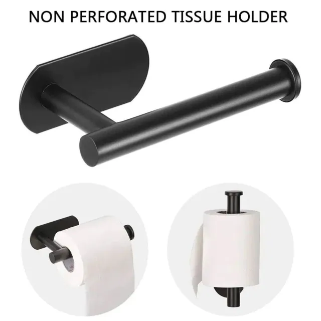Toilet Paper Roll Holder Mounted Stainless Rustproof Hook Bathroom Wall Storage 2
