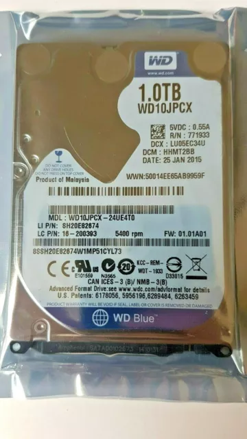 1 To disque dur SATA Western Digital Blue WD10JPCX-24UE4T0 5400 TR/MIN 2,5" neuf