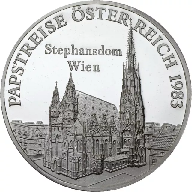 PRAGER: Medaille Papstreise Österreich 1983 Wien Stephansdom, Silber [1689] #k