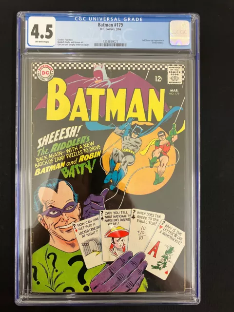 Batman #179 CGC 4.5 OW pages (DC 1966) 2nd Silver Age Riddler! KEY ISSUE