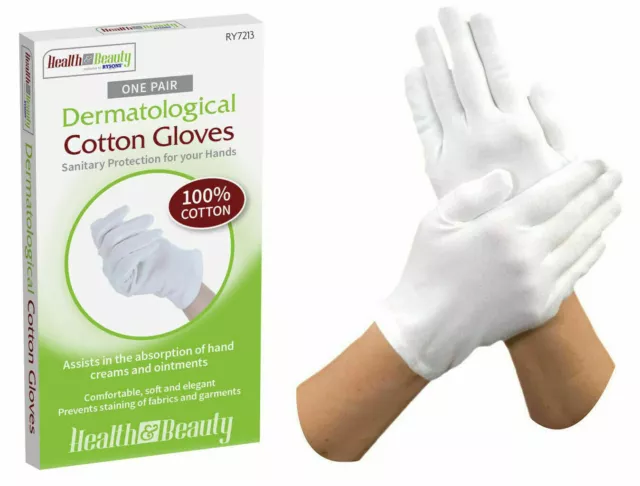 2 Pairs Dermatological Cotton Gloves Moisturising Hand Cream Dry Skin Eczema