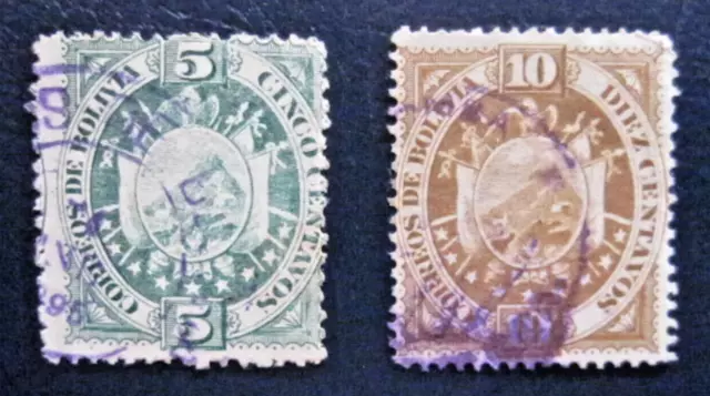 Bolivia, escudo, correo, usado 1894