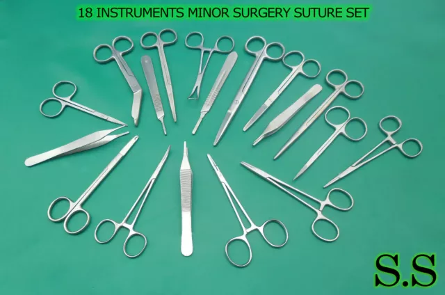 18 Instruments Minor Surgery Suture Set Kit Forceps Ds-771