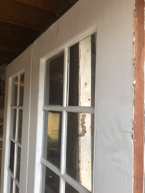 Pair of 12-Pane Antique 30x90” Pocket/French Doors / 1.75" thick / Heavy 4