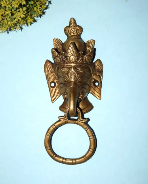 Campana porta viso ottone Vinayaka fatta a mano elefante religioso Ganpati HK287 2