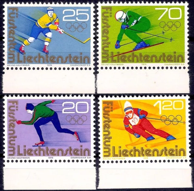 Liechtenstein 1975 Olympics Games Innsbruck Ice Hockey Skiing Ski Skating MNH