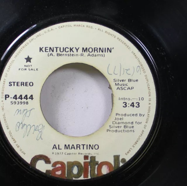 Pop Promo 45 Al Martino - Kentucky Mornin' / Kentucky Mornin' On Capitol