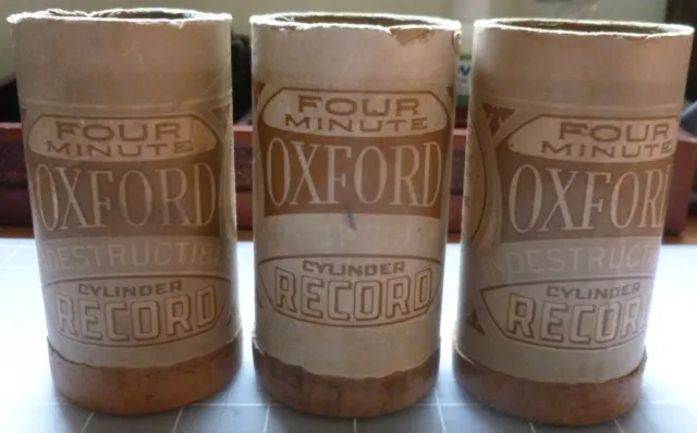 3 Vintage 1902 4 Minute Oxford Cylinder Records