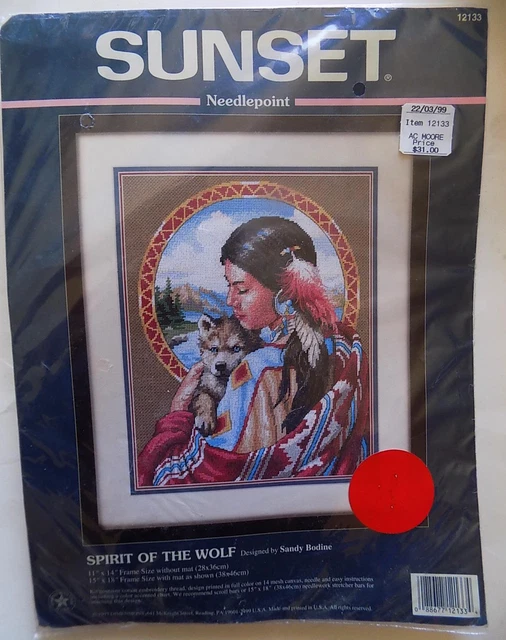 1997 kit de aguja Sunset Spirit of the Wolf dimensiones del cuerpo arenoso indio