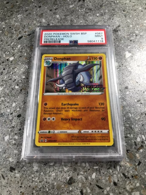 Pokemon TCG Cards Prerelease Donphan SWSH067 Holo Promo PSA 9 MINT