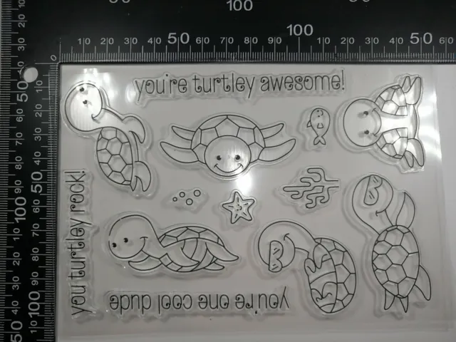 13 Clear Silicone Stamps Turtles Turtley Awesome Cardmaking Scrapbook Journal