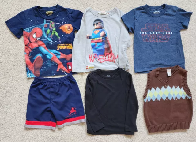 Spiderman Superman Star Wars Toddler Boys Mixed Lot Shirts, Vest & Shorts