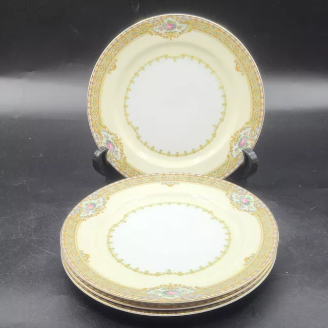 Meito China ANNETTE Bread & Butter Plates Set/4 Floral Gold Trim  GrannyCore VTG