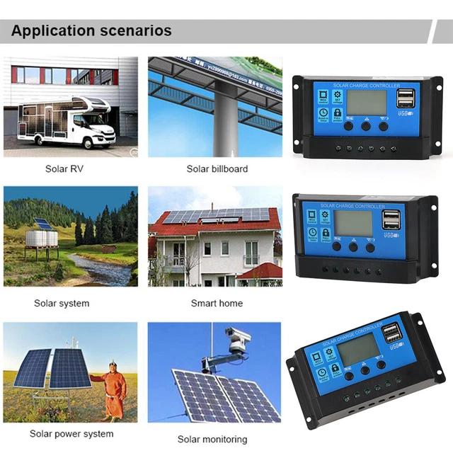 30A SOLAR PANEL Battery Charge Controller 12V/24V LCD Regulator Dual ...