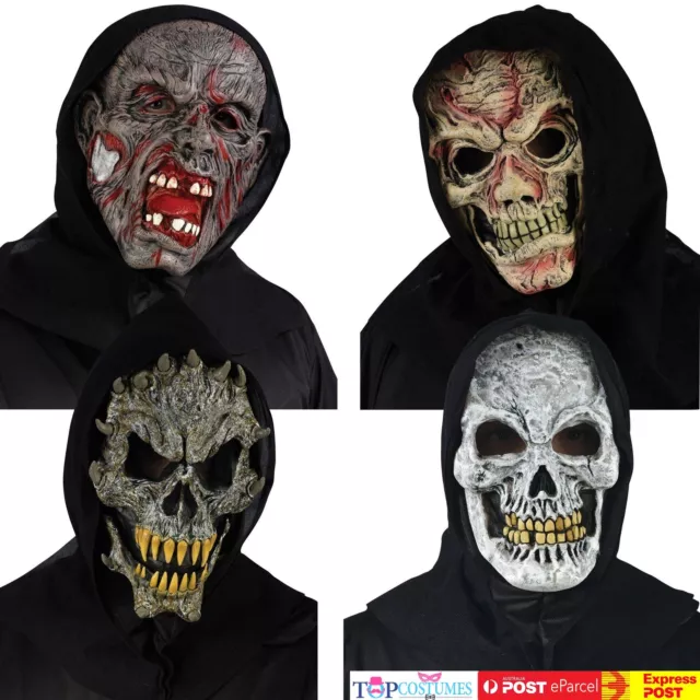 Hooded Costume Mask Skeleton Halloween Scary Bloody Zombie Corpse Horror