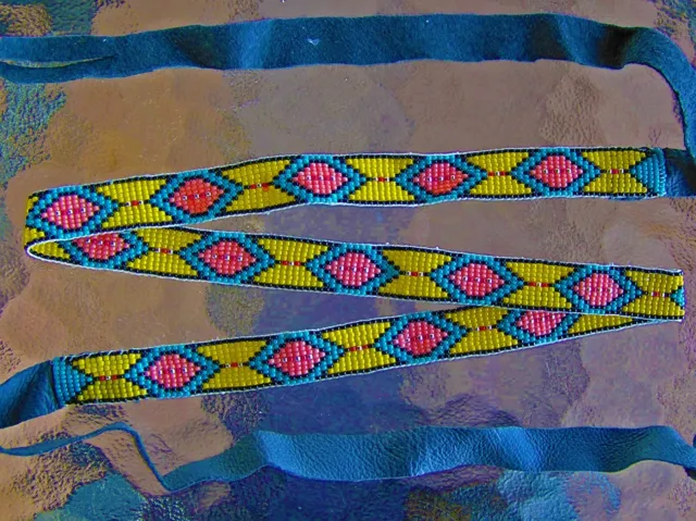 GREAT Pattern, Handmade Navajo Beaded Hat Band 9/16 inch wide, OVER 3000 Beads