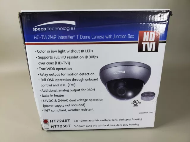 Speco Security Camera 2MP Outdoor Wired HD-TVI Dome Coax Model HT7246T