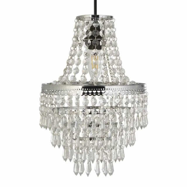 Terry Chrome Frame clear acrylic droplet chandelier ceiling light shade 5 Tier