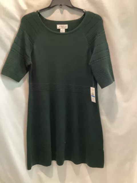 NWT Jessica Howard Dark Green Sweater Dress Ribbed Hem  Size XL