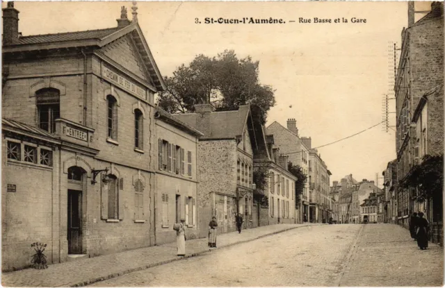 CPA St-Ouen l'Aumone Rue Basse et la Gare FRANCE (1330660)