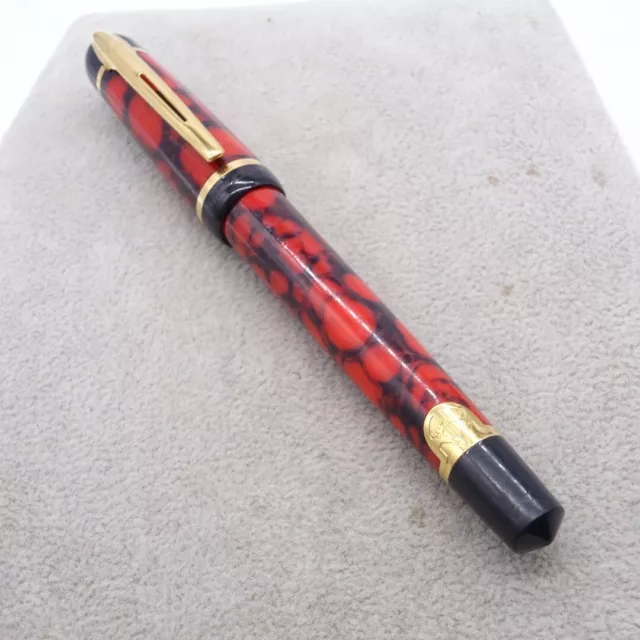 Vintage Waterman Paris Black and Red Marble Fountain Pen No Box