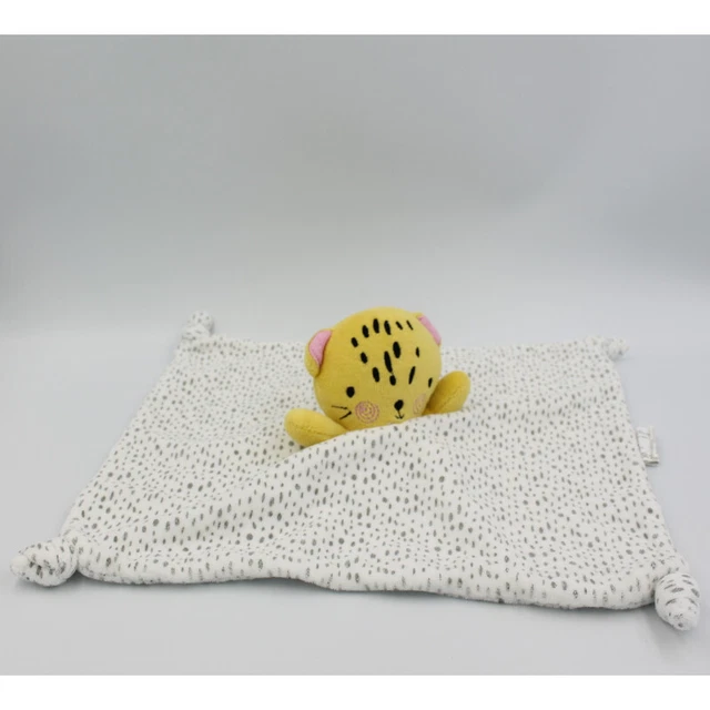 Doudou plat tigre jaune blanc pois gris SIPLEC - 27290