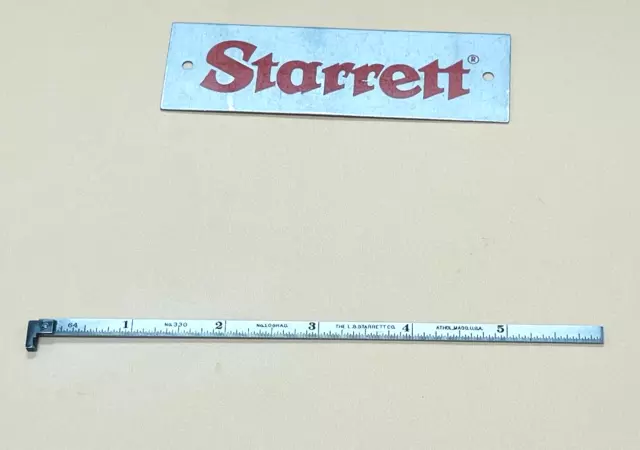 STARRETT No.330  6" Narrow Spring-Tempered Steel Rule with Inch Graduations. USA