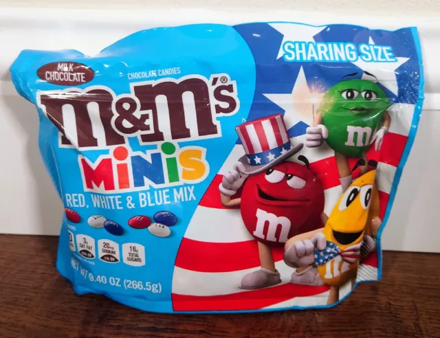 M&M's Minis Sharing Size 9.4 Oz Bag *SEALED* Red White Blue - BB 02/2023